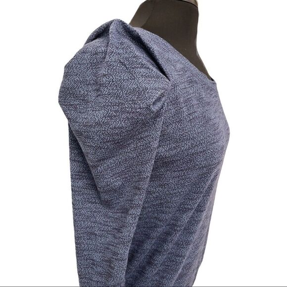 Free People Puff Sleeve Heathered Blue Tee Sz S - Picture 7 of 11